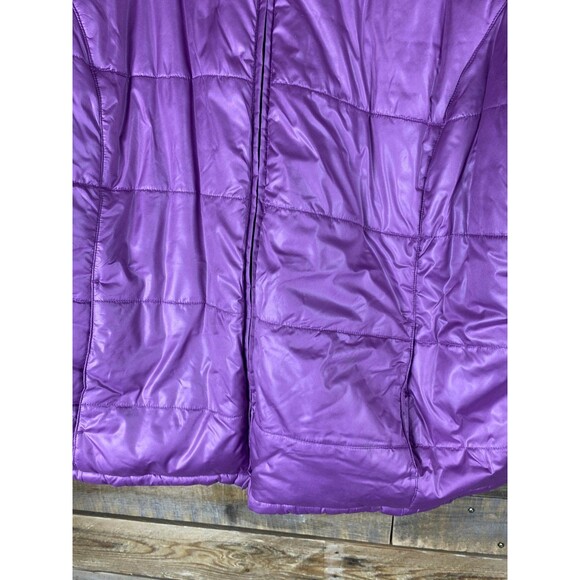 Women's 54in Bust Purple Reversible Puffer Mid Length Jacket Quilted Lined Coat - Picture 5 of 11